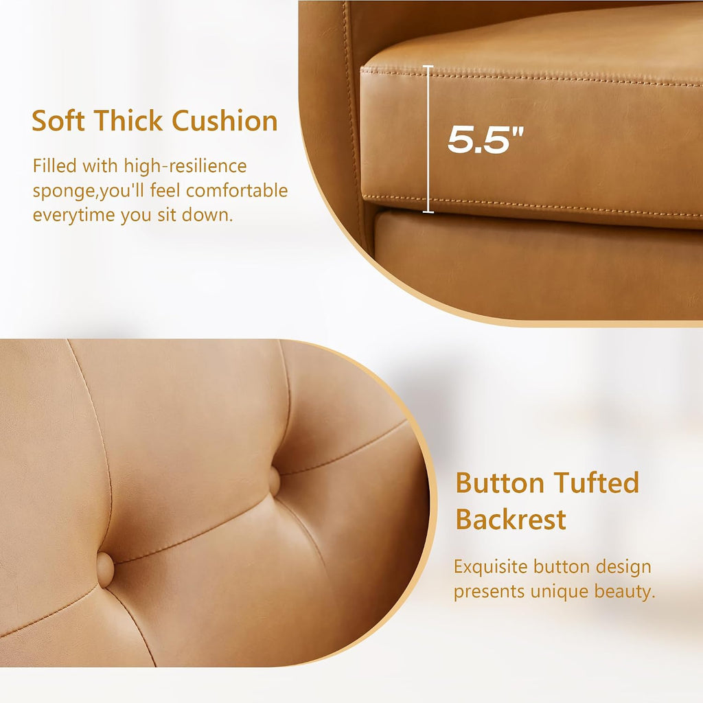Leather Accent Chairs, Living Room Chairs (Brownish Yellow) - Set of 2