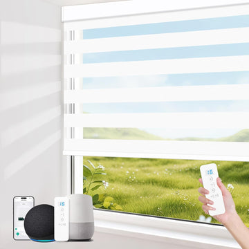 Motorized Blinds with Remote, 95% Blackout Smart Electric Zebra Shades, Built-in Rechargeable Tubular Motor Automatic