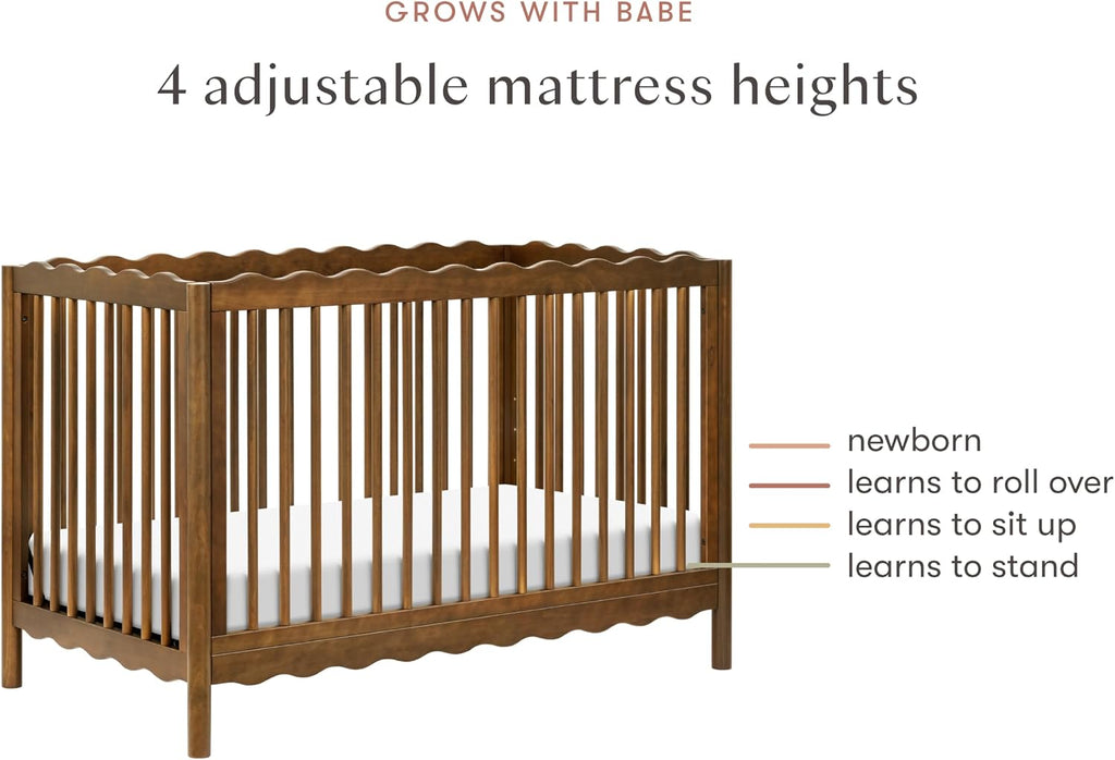 Swell Convertible Baby Crib, GREENGUARD Certified, Natural Walnut | Converts to Toddler Bed, Daybed & Full-Size Bed