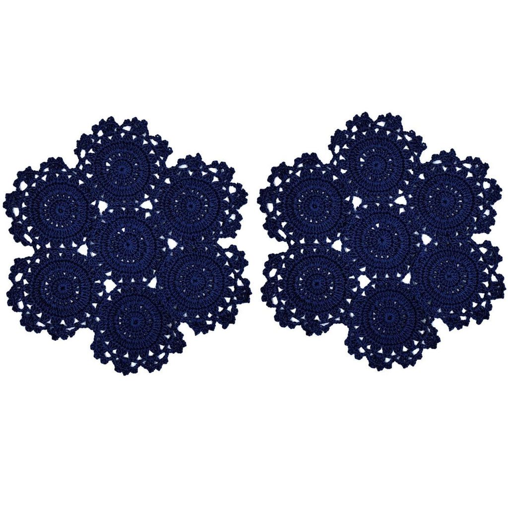 2 PCS 10 Inch Lace Doilies 7 Small Flower Connected Crochet Coasters Table Place Mats Halloween Thanksgiving Wedding