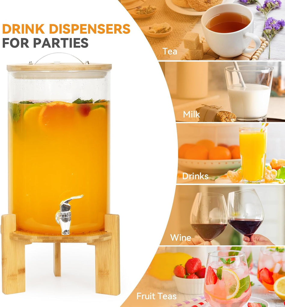 Double 2.1 Gallon Drink Dispensers for Parties with Stand - Set of 2