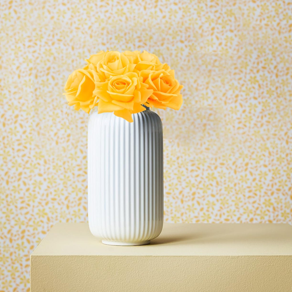 7PCS Fake Artificial Rose Silk Real Touch Yellow 30CM