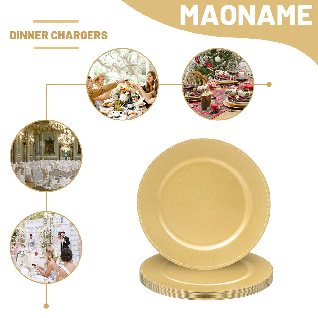Bulk Set of 10, Plate Chargers with Beaded Rim