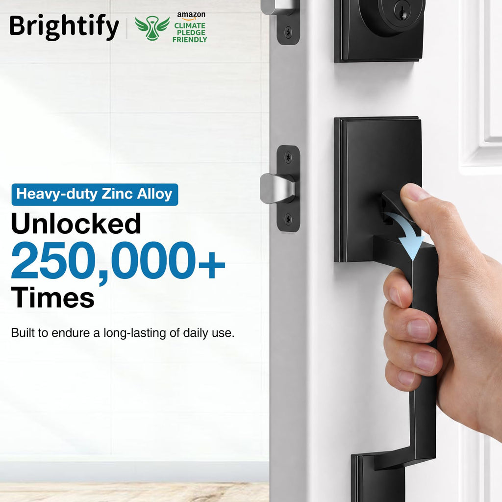 Black Front Door Lock Set for Modern Home Entryway, Apartment