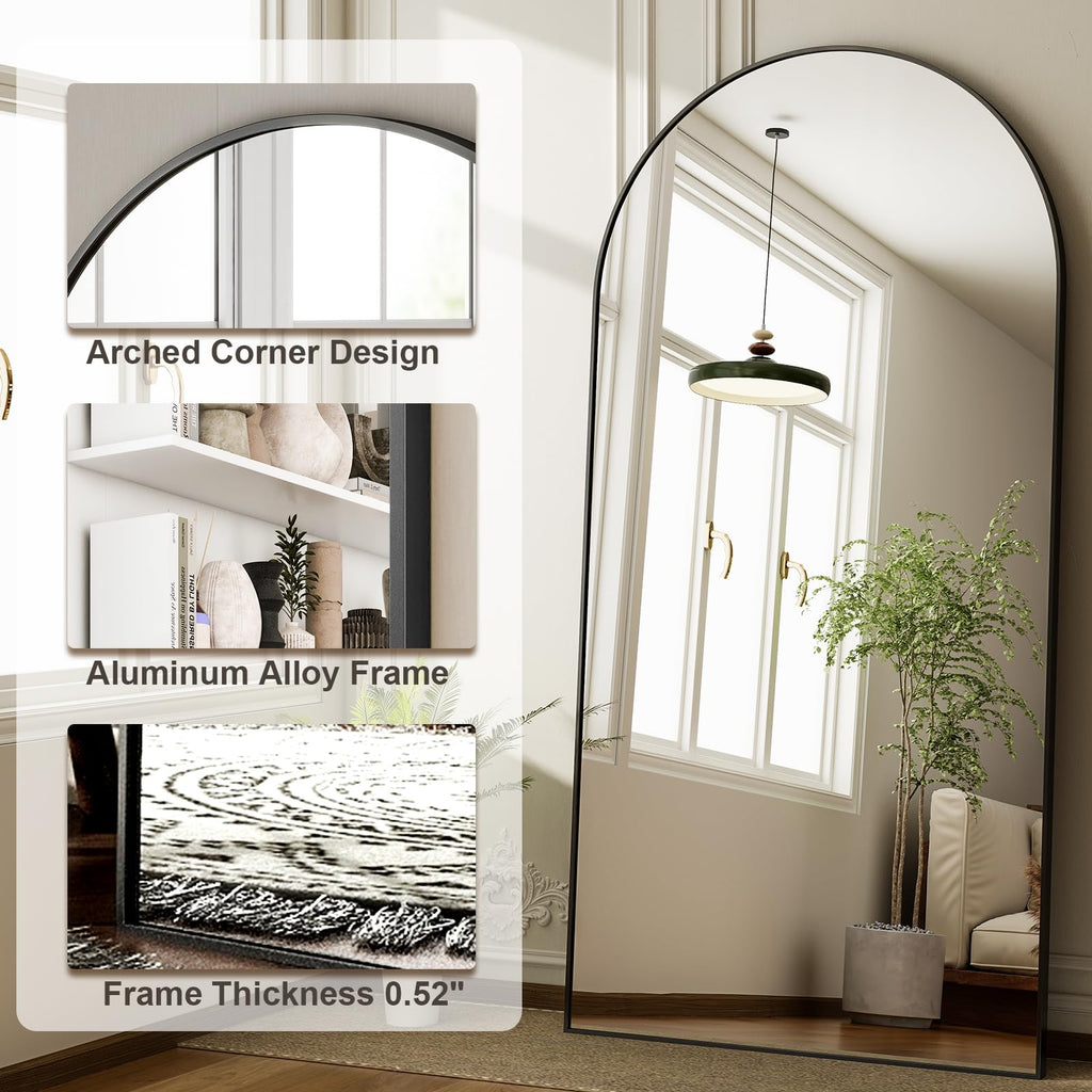 71"x30" Arched Full Length Mirror, Black