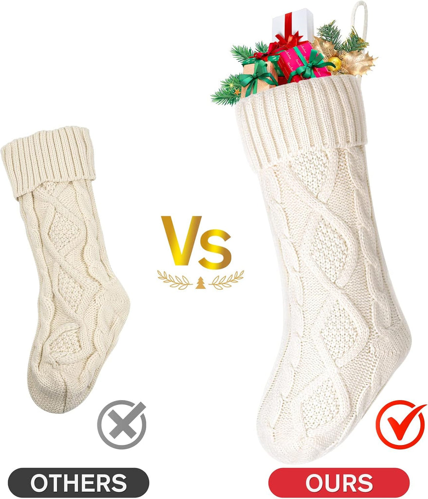 18 In Christmas Stockings Large Christmas Stockings with DIY Name Tags White Cable Knitted Xmas Stockings Classic