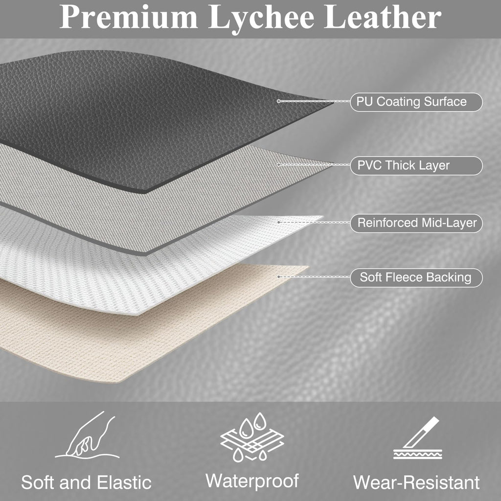 Faux Leather Fabric, 55" W 1.15MM Thicken Upholstery Fabric by The Yard Soft Durable Synthetic PU Leather Material