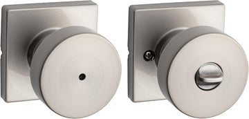 Pismo Interior Privacy Door Knob with Lock, Door Handle , Satin Nickel Keyless Turn Lock Doorknob, with Antimicrobial Protection