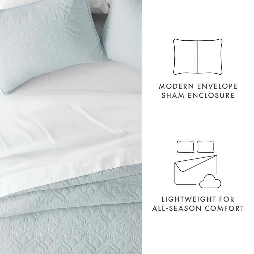 Quilt Coverlet Set All Season Microfiber Contemporary Ultra Soft Bedding in Damask Stitch - Twin/TwinXL Damask Stitch