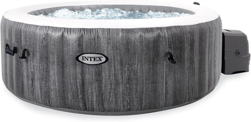 28439EP PureSpa Plus Greywood Inflatable Hot Tub Bubble Jet Spa with 4 Battery Powered Submersible Multi-Colored LED