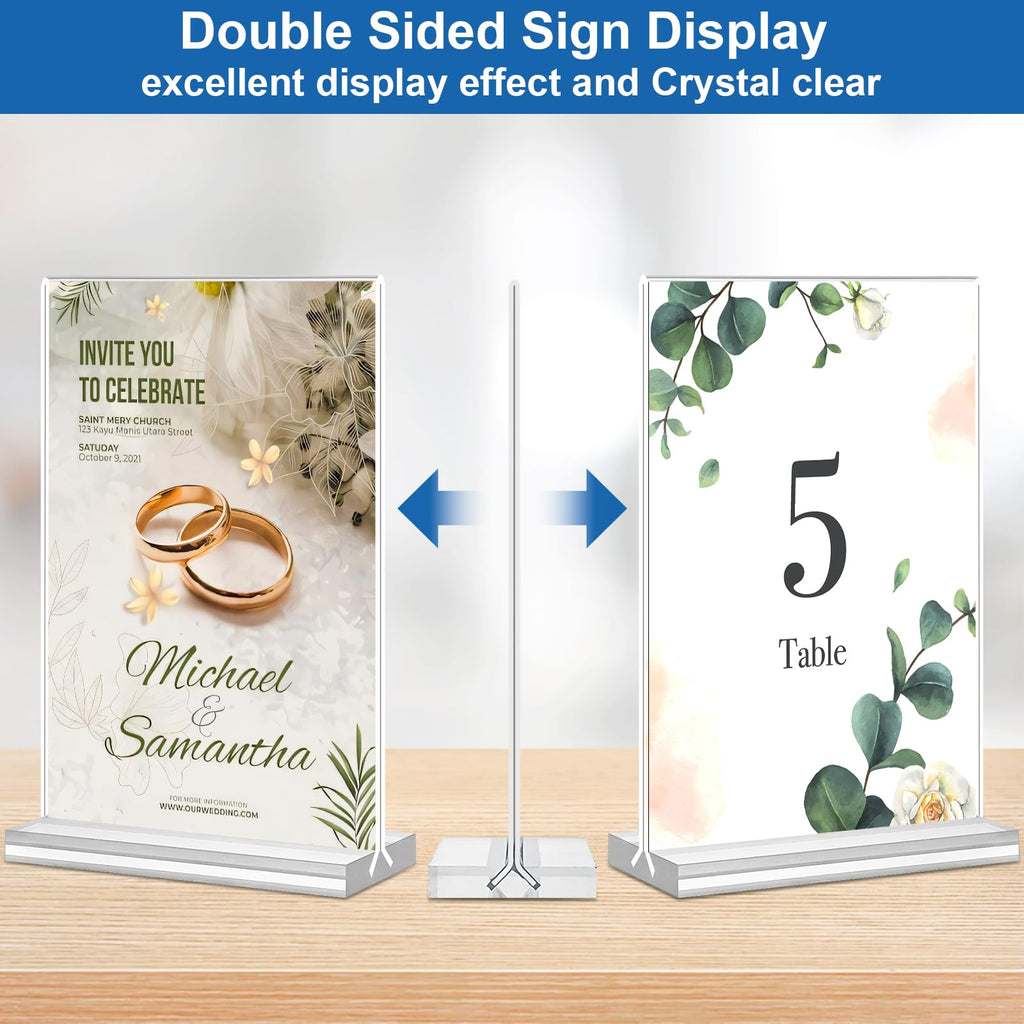 Acrylic Sign Holder 4x6, 20 Pack Clear Table Vertical Double Sided Table Menu Display, Plastic Desktop Picture Frames