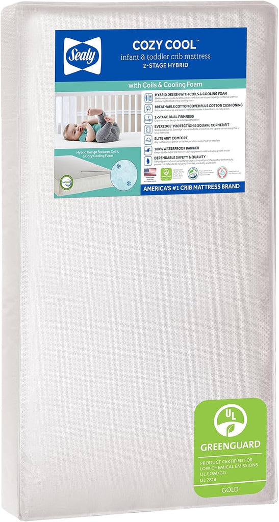 2 Stage Infant Crib Mattress Plus Toddler Bed Fit, Breathable, Cooling Foam Cotton Cover, Dual Firmness &
