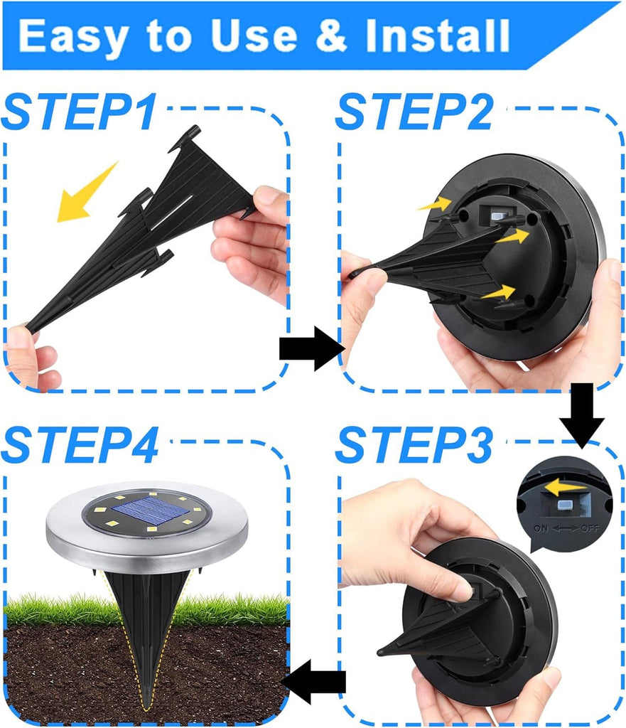 4.6 Inch Diameter Solar Ground Lights, Waterproof Solar Garden Lights, Outdoor Garden Waterproof Bright in-Ground