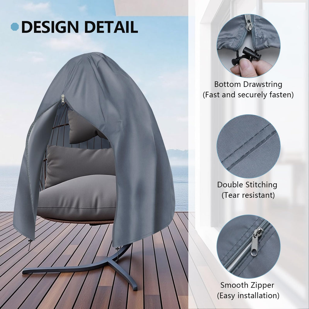 Upgraded: 90"x78" Patio Egg Chair Covers Waterproof & UV Resistant, Heavy-Duty Zippered Cover for Outdoor Egg Swing