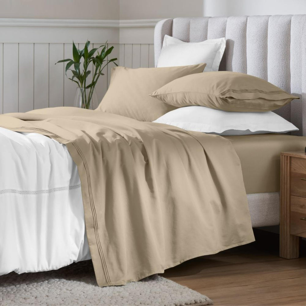 Egyptian Cotton 4 Piece Sheet Set, 650 Thread Count, Modern Design, Sustainable Sheets, Ultra-Soft Basics, Solid