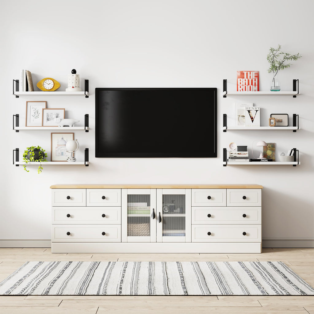 Floating Shelves, 24 In Bookshelves for Room Wall, Shelves on Wall (White)