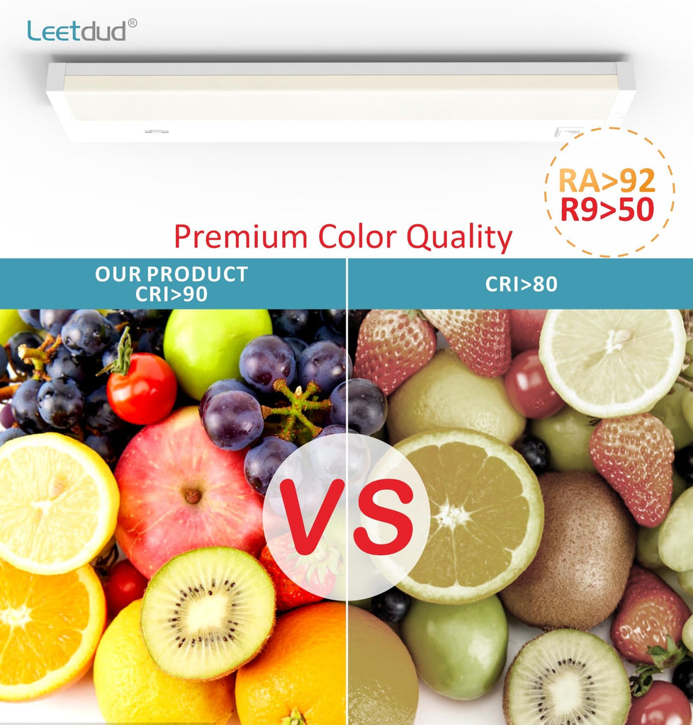 LED Under Cabinet Lighting Hardwired or Plug in, 18 Inch 9W, Dimmable 5 Color 2700K/3000K/3500K/4000K/5000K, Linkable