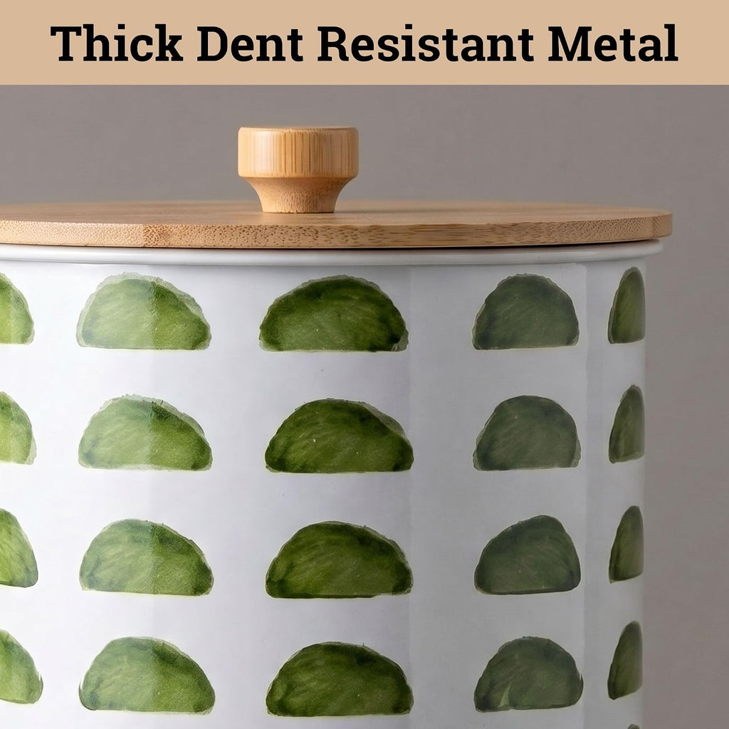 Kitchen Canisters for Countertop, Patterned Iron w/ Airtight Lids - Set of 4