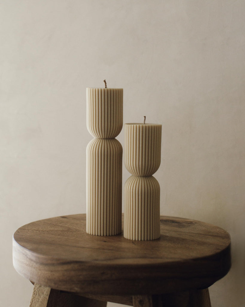 Hourglass Pillar Candle - Large Beautiful Handmade Pillar Soy Wax Candle Elegant Bubble Aesthetic Candle Housewarming