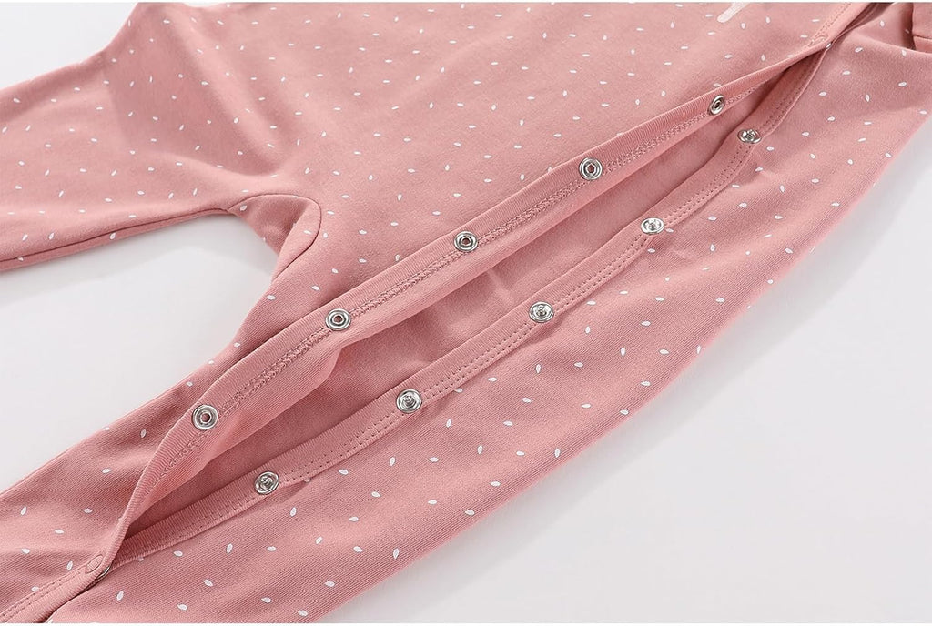 3 Pack Long Sleeve Baby Footed Rompers