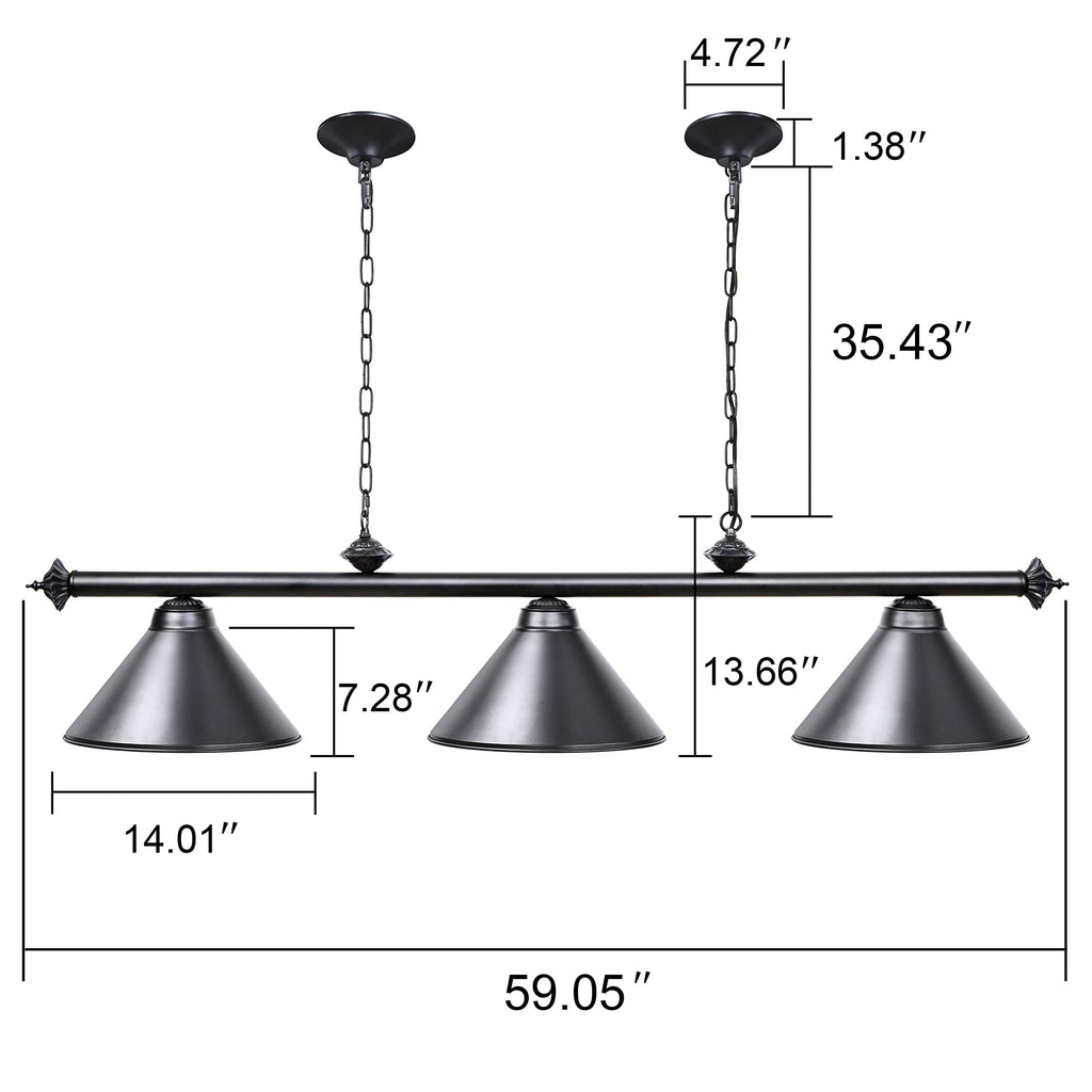3 Light Pool Table Light for Game Room, Man Cave