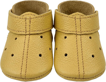 Leather Baby Shoes, Yellow Soft Sole Moccasins, Real Leather Infant Booties, Handmade Toddler, Newborn Shower Gift