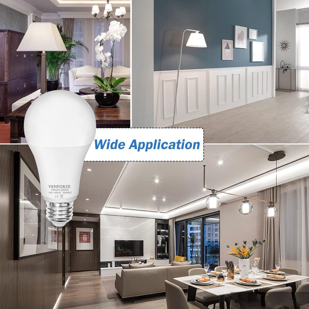 Bright Light Bulb,150w-200w Equivalent 2500LM E26 Led Bulb 23W Cool White 4000K A21 Led Light Bulb Non-Dimmable 2-Pack