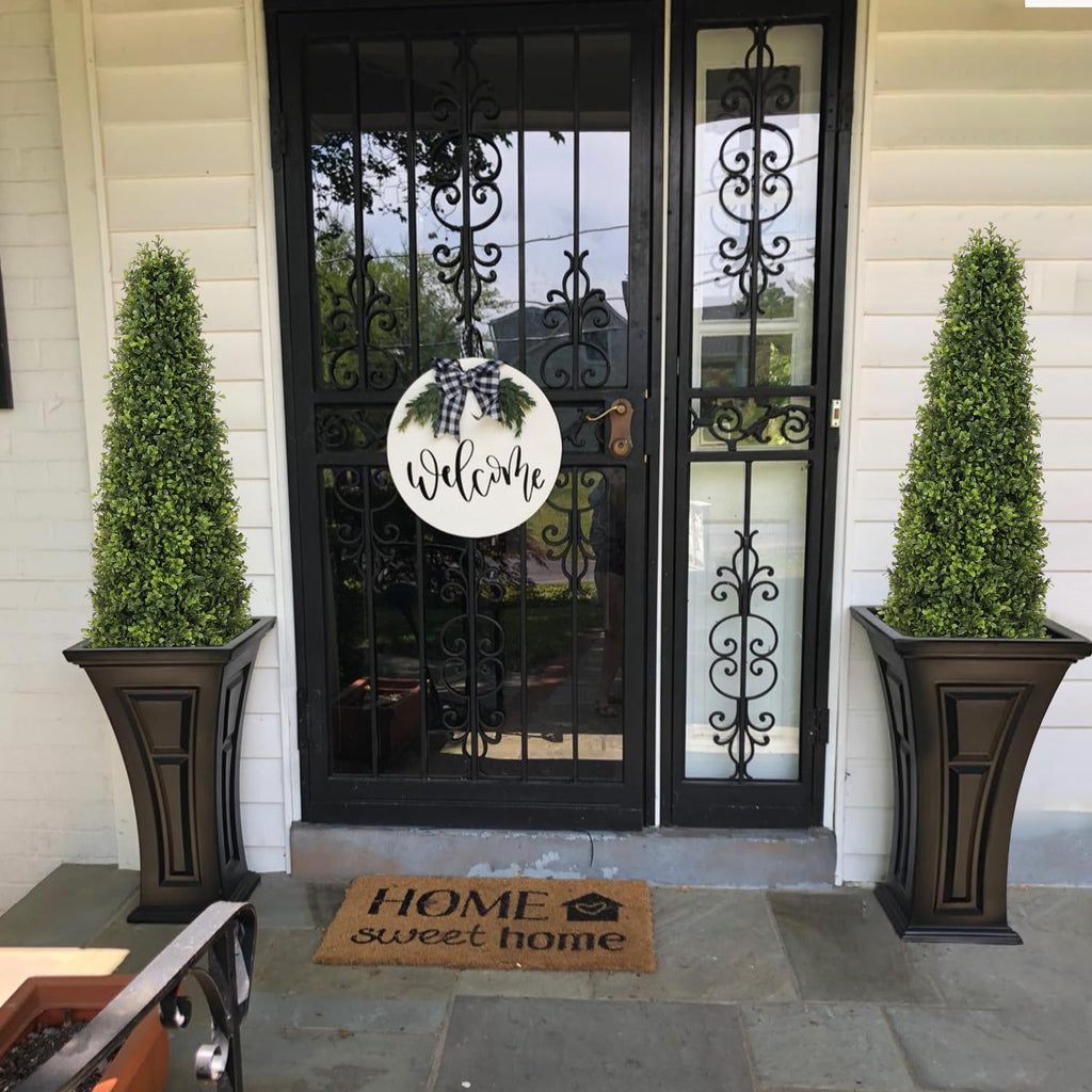 4ft Artificial Boxwood Topiary Trees Outdoor Set of 2