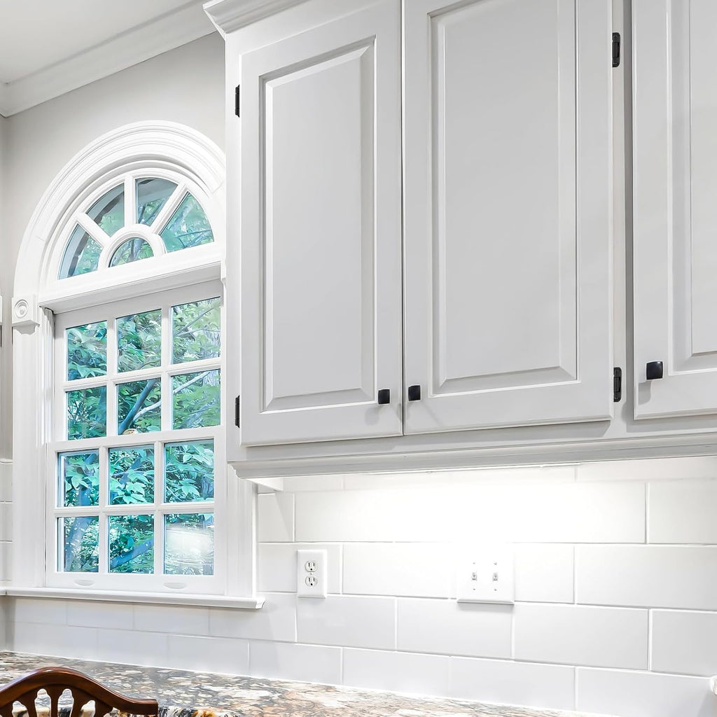 50 Pack 25 Pairs Semi-Overlay 1/2 inch Self-Closing Face Frame Cabinet Hinges Matte Black Half Wrap-Around Kitchen