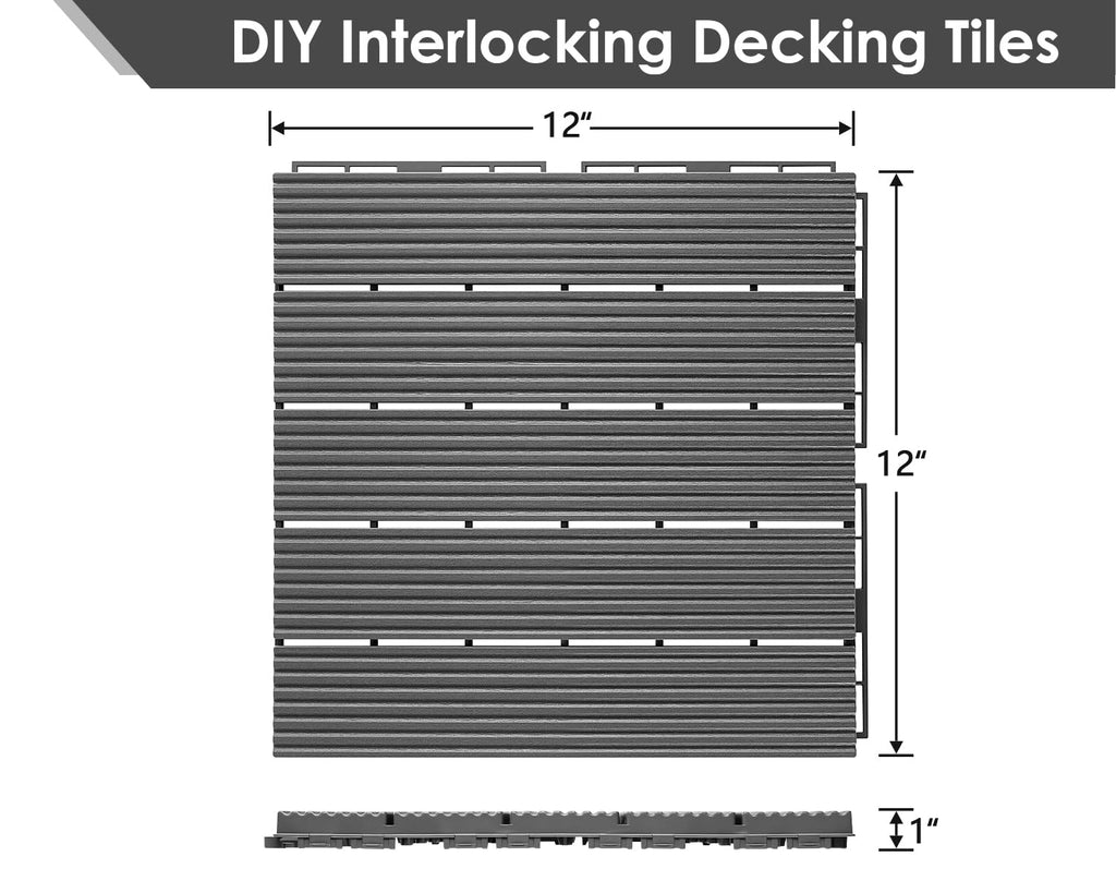 54 PCS Plastic Interlocking Patio Deck Tiles Outdoor All Weather