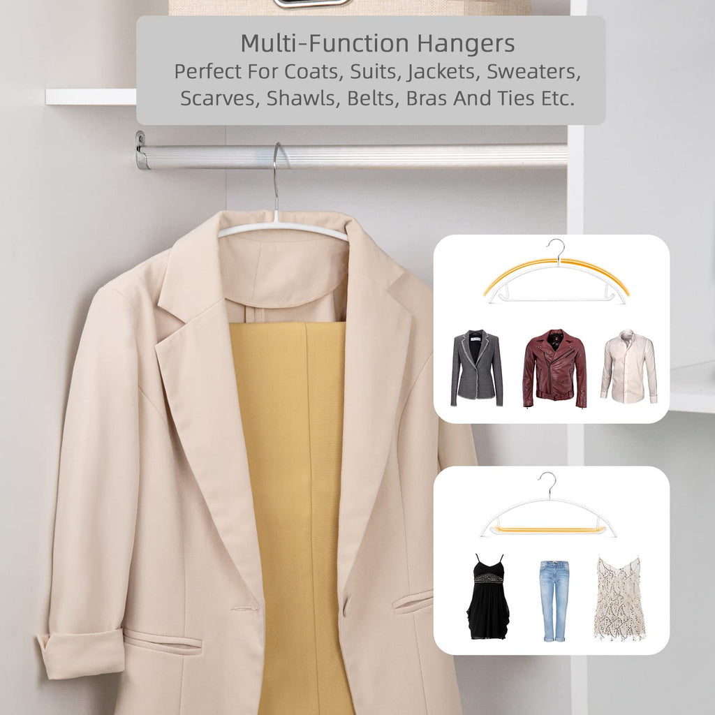 Non Slip PVC Coating Sweater Hangers, Dress Suit Coat Hangers, Shoulder Bump Free Golf T Shirts Clothes Hangers (White
