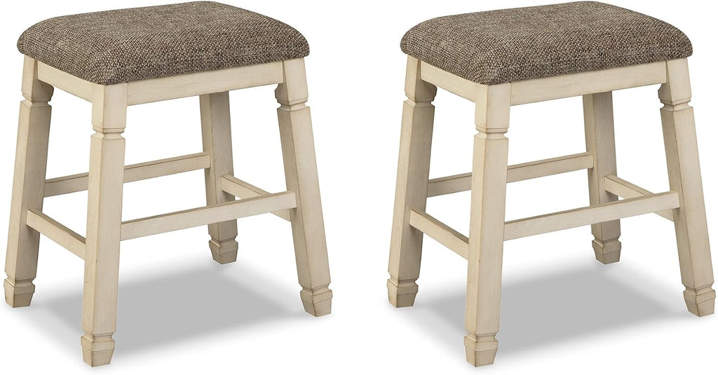 Bolanburg Farmhouse 24" Counter Height Upholstered Barstool, 2 Count, Whitewash