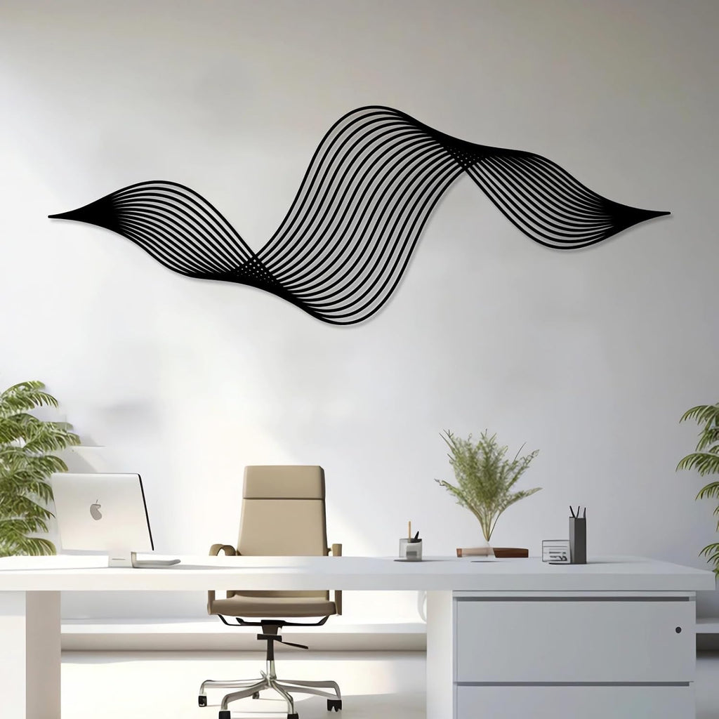 Abstract Wave Metal Wall Art, Large Abstract Wall Decor, Minimalist Wall Sculpture, Modern Metal Wall Decor