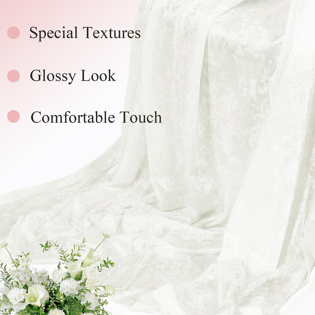 Half Yard 63" Wide White Stretch Crushed Velvet Fabric