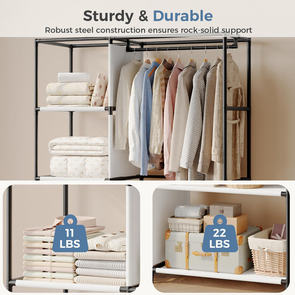 41'' Portable Closet Wardrobe with Fabric Cover & Hanging Rod
