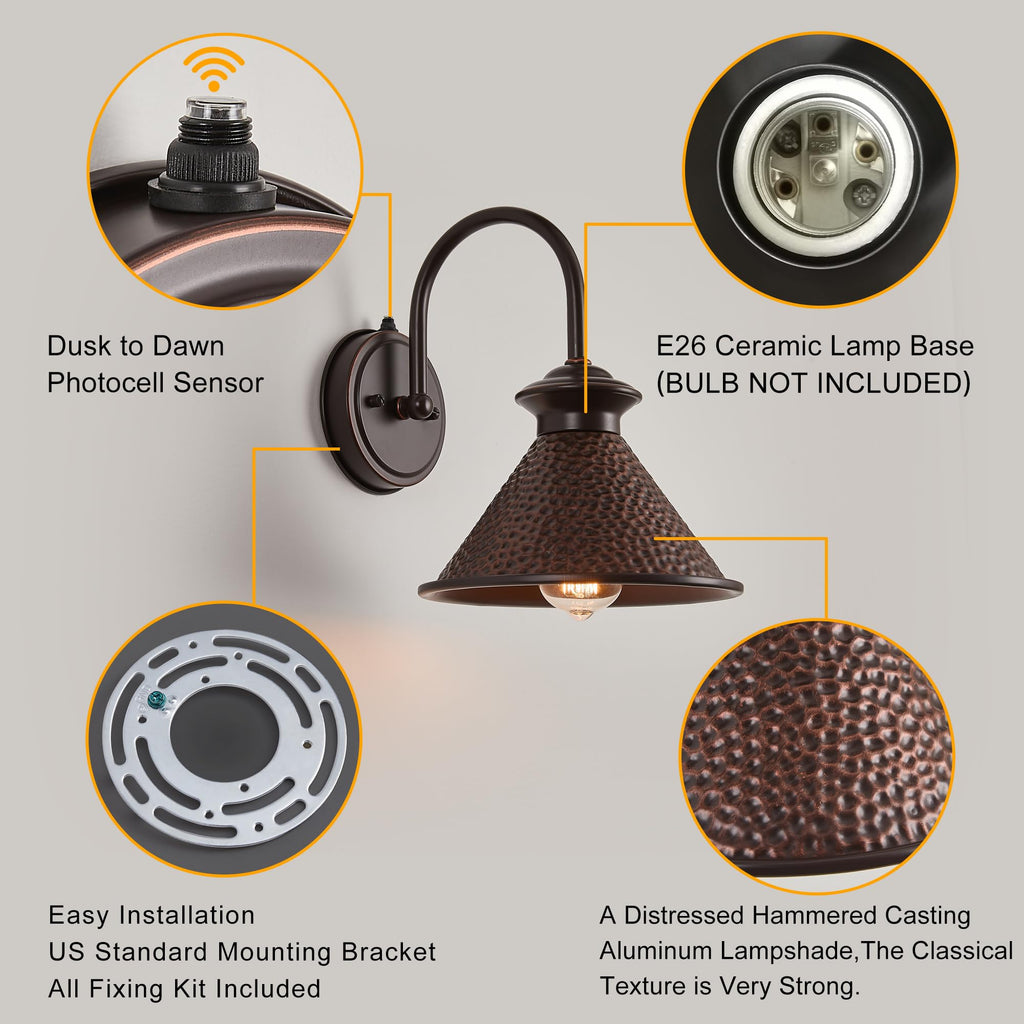 Dusk to Dawn Industrial Gooseneck Wall Sconce ORB Farmhouse