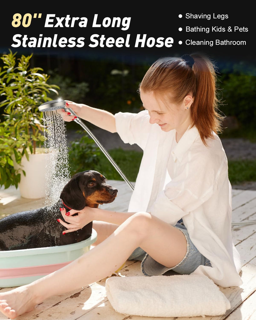 High Pressure Handheld Shower Head with Hose, Brushed Nickel