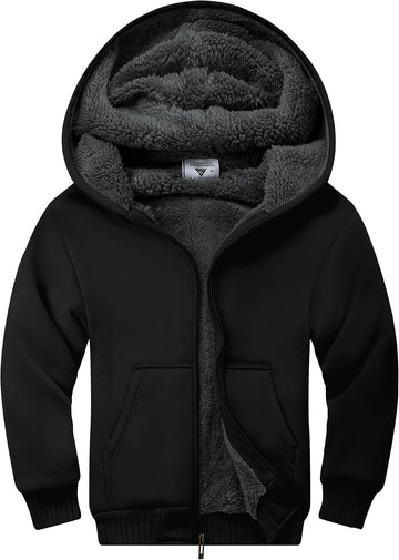 Boys Fleece Hoodie Kids Hooded Jacket Zip Up Warm Winter Coat