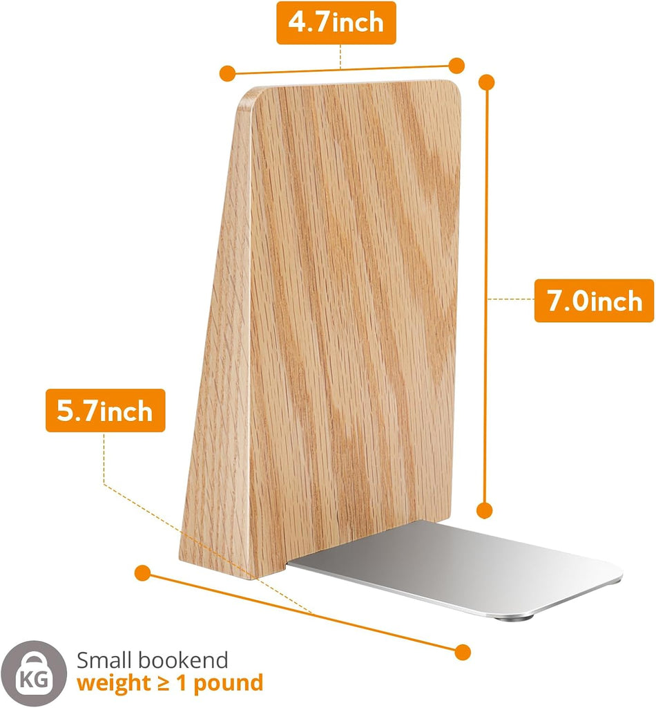 Red Oak Book Ends Heavy Duty Handmade Book Ends for Shelves Decorative Bookends to Hold Heavy Books (Red Oak Large)