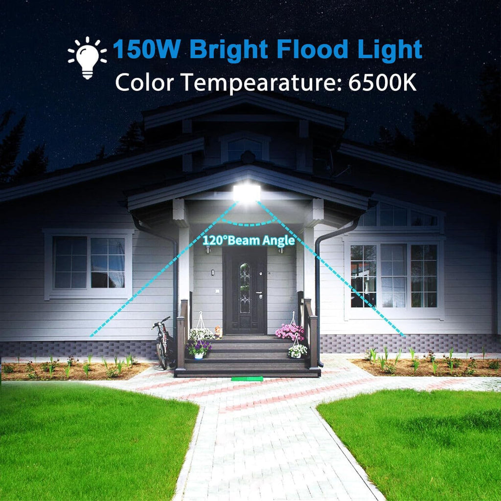 LED Flood Lights Outdoor, 2 Pack 150W 15000LM Bright Exterior Floodlight, IP65 Waterproof LED Work Lights, 6500K