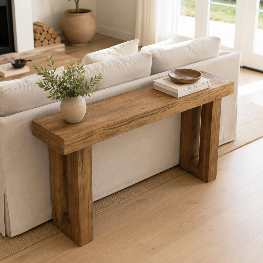 Reclaimed Solid Wood Console Table, 59" Long Entryway Table