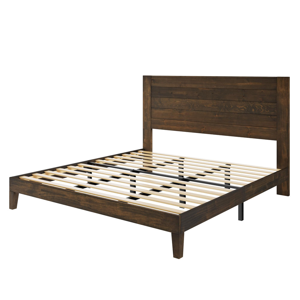 Solid Wood Farmhouse Bed Frame with High Headboard