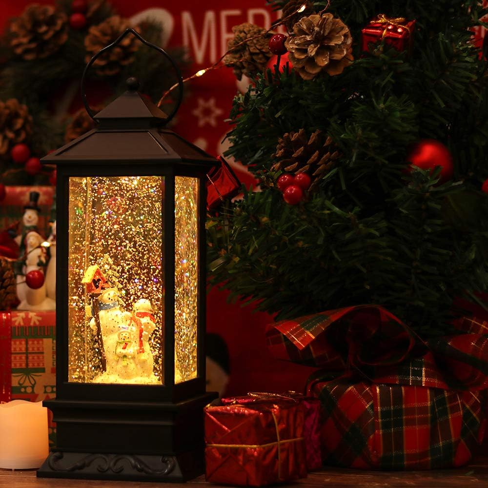 Snwoman Family Singing Snow Globe Lantern with 6 Hour Timer