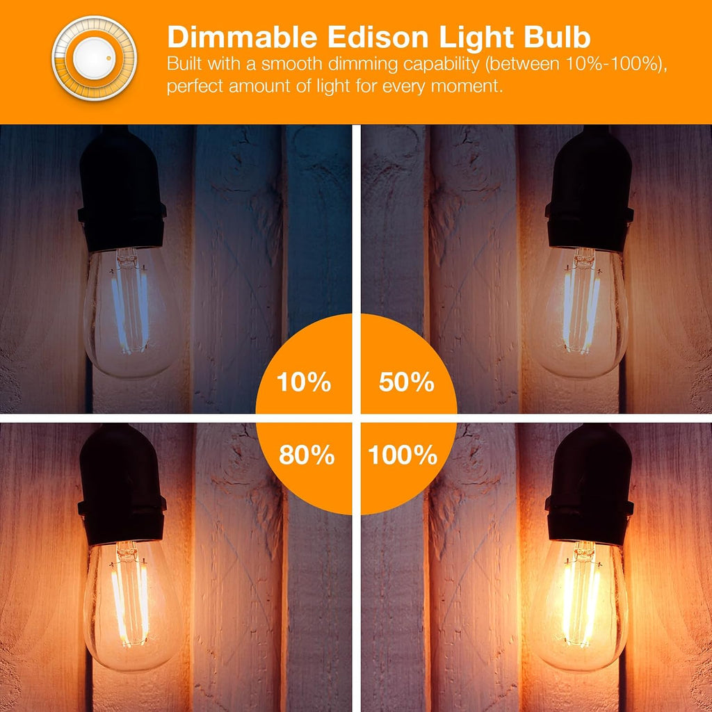 4 Pack Vintage LED Edison Bulbs, E26 Led Bulb 60W Equivalent, Dimmable Led Light Bulbs, High Brightness 800 LM Amber
