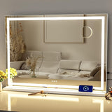 Makeup Vanity Mirror with Lights 32" x 24" Large LED Makeup Mirror, Light up Mirror with 10X Magnification and USB
