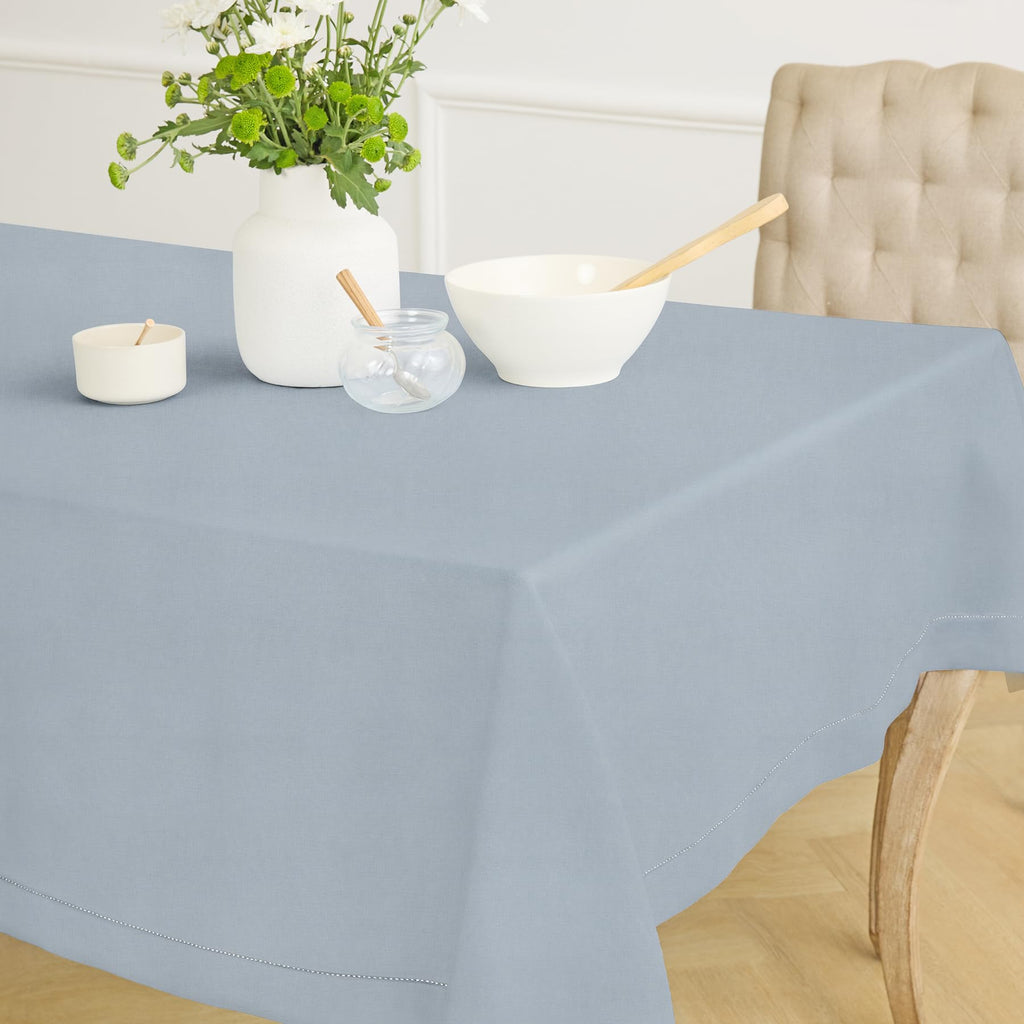 100% Pure Linen Rectangle Tablecloth, Dusty Blue 60 x 156 in