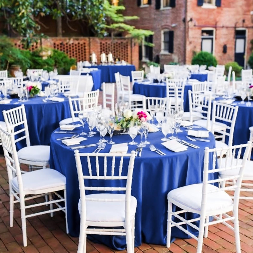12 Packs 120 Inch Royal Blue Round Polyester Tablecloths