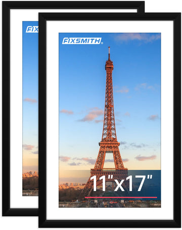 11x17 Picture Frame Set of 2, Photo Frame with HD Plexiglass, Display Pictures 9x15 with Mat or 11x17 Without Mat