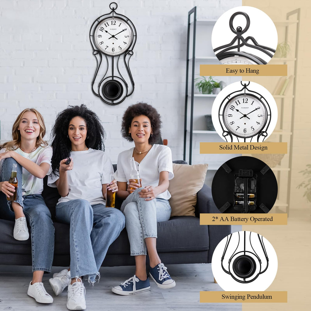 20" Modern Pendulum Wall Clock Decor