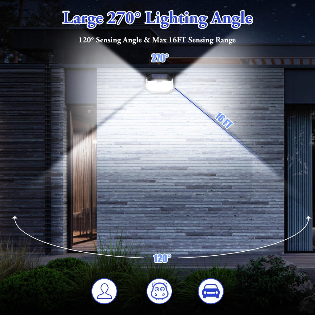 4-Pack Solar Wall Lights Outdoor with 3 Modes & Reflector, Waterproof Bright 178 LEDs Motion Sensor Security Lights